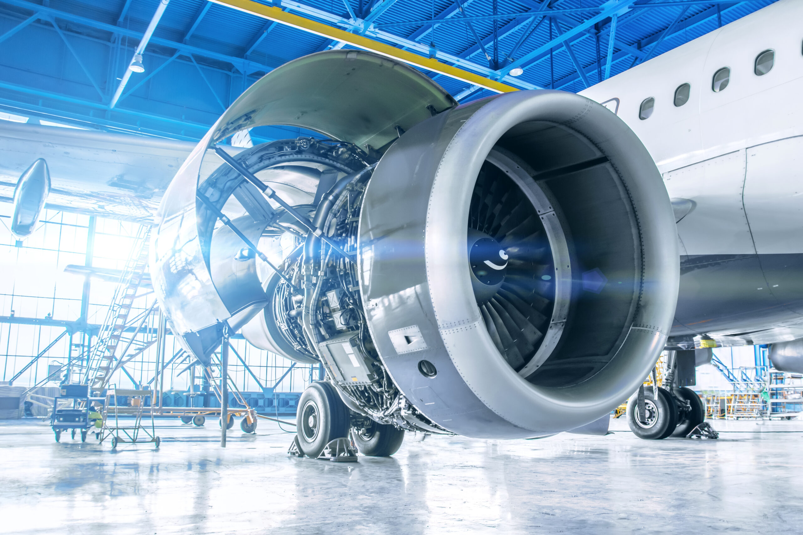 Industrial,Theme,View.,Repair,And,Maintenance,Of,Aircraft,Engine,On Aerospace and Defense